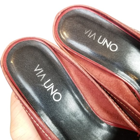 Red leather pointed mocassin heels Via Uno size 8 - Picture 11 of 14